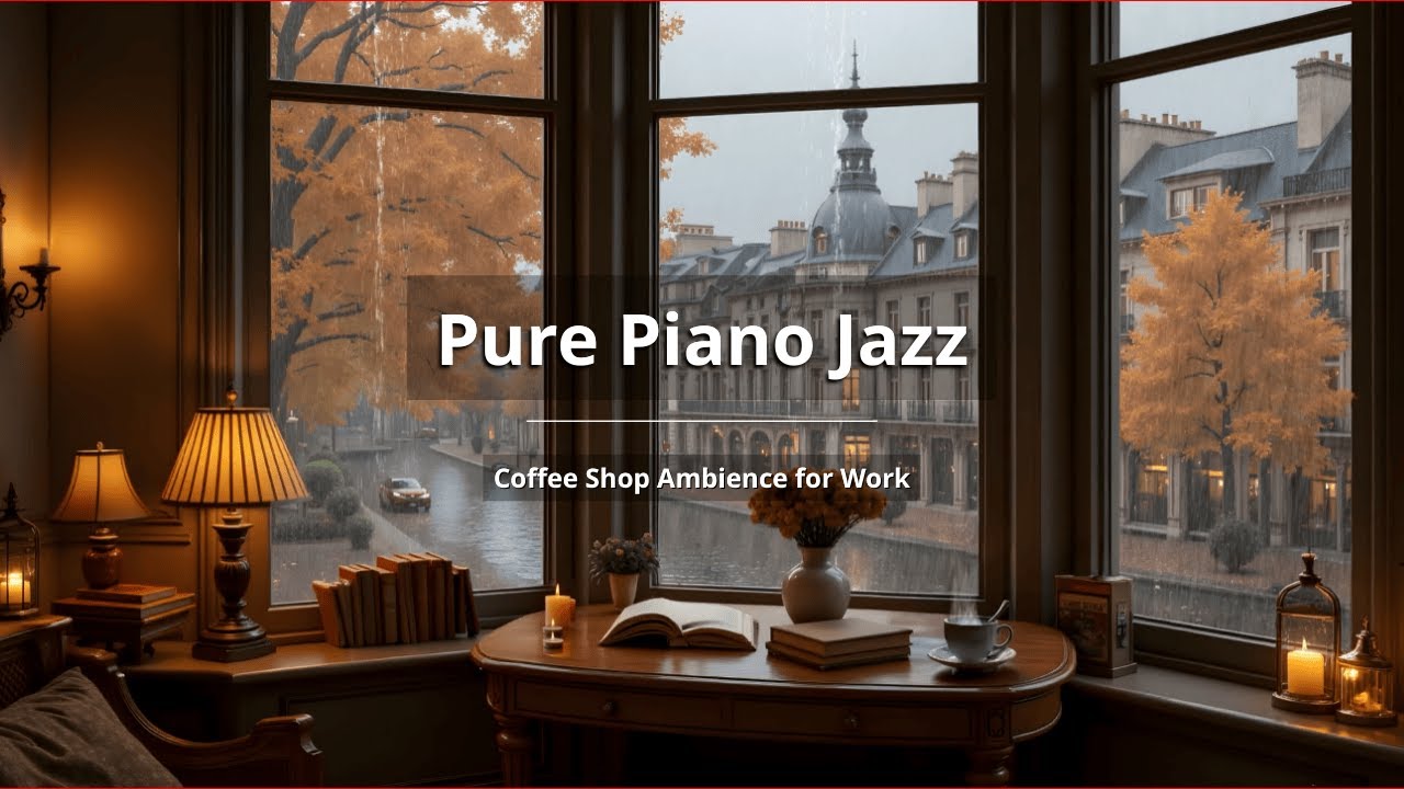 NO ADS | Soft Jazz Piano with Coffee Shop Vibes for Sleep 🍂 Cozy Cafe ...