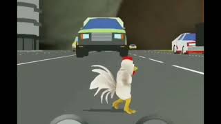 Hen walking on road meme