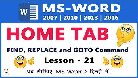 MS Word Tutorial in HINDI - Find, Replace and Go To Command in Word in HINDI