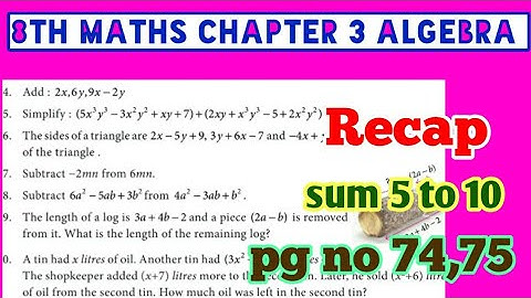 8th maths/chapter3/Algebra/recap/pgno74,75/sum 5 to 10