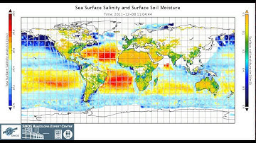 9-days evolution of SMOS soil moisture and sea surface salinity maps.