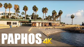 Kato Paphos, Cyprus city promenade walking tour 4k 60fps