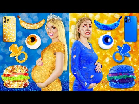 الحامل الثرية مقابل الحامل المفلسة أكل موزة ذهبية بقيمة 50 000 دولار تحدي الأشياء الثمينة