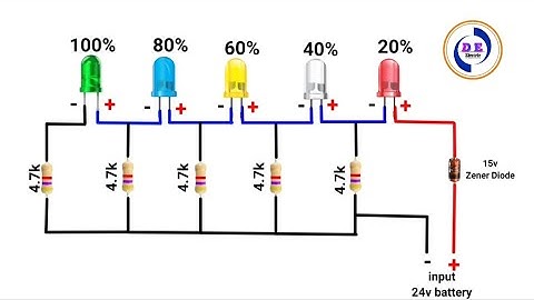 Battery level indicator circuit // 24v battery level  diagram #battery #indicator #electric #video