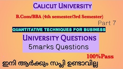 Quantitative Techniques For Business B.Com/BBA         University Questions