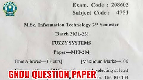 Gndu Msc IT 2nd Semester Fuzzy Systems Question Paper | Msc IT 2nd Semester Question Paper 2023