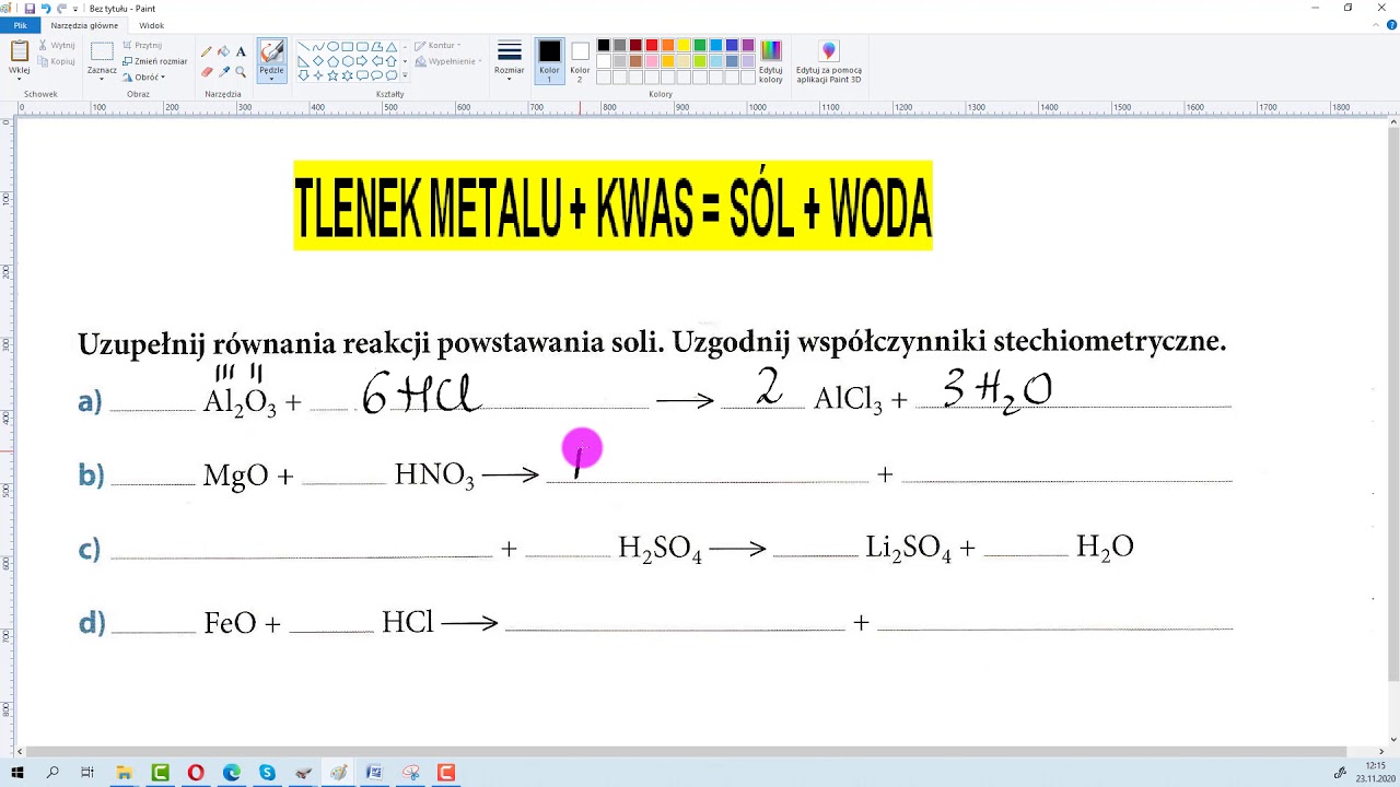 Metal Kwas Sól Wodór Przykłady Tlenek metalu plus kwas 2 - YouTube