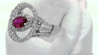 Solitaire Oval Cut Ruby and Diamond Gemstone Ring in White Gold [R5378R2]