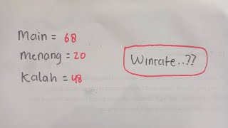 Cara Menghitung Winrate!! Coba Hitung Sendiri Winratemu dirumah!!
