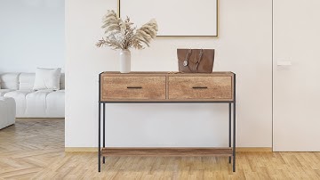 Industrial Console Table Sofa Table Entryway Table Narrow Long with Open Storage Shelf