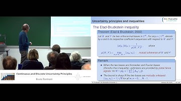 Bruno Torresani: Continuous and discrete uncertainty principles