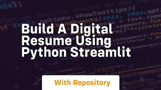 Build a digital resume using python streamlit