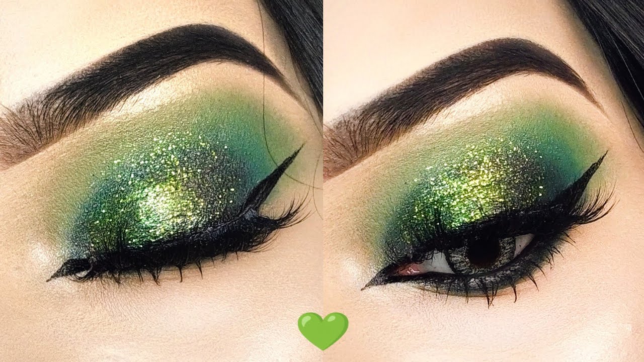 💚🌼.Green Eye Makeup Step By Step Mahendi Function Makeup Green