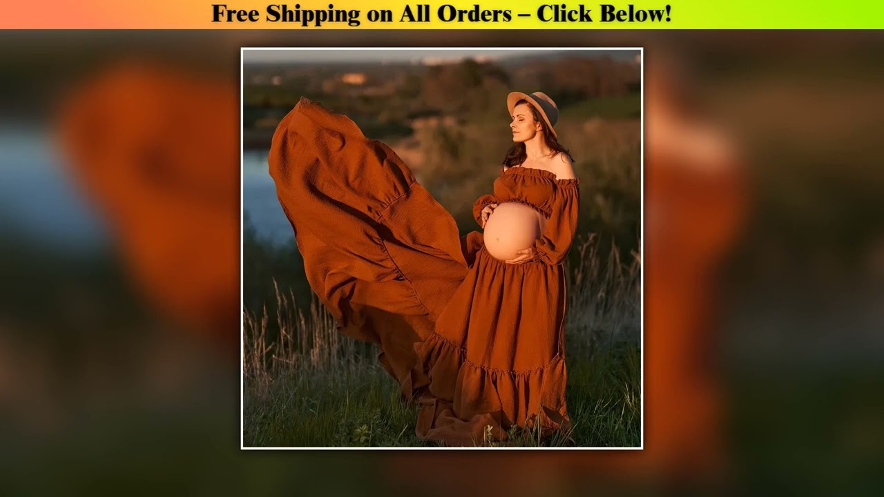 Sexy Off Shoulder Retro Maternity Photography Dress Comfortable Pregnancy Wear Linen Cotton Boho