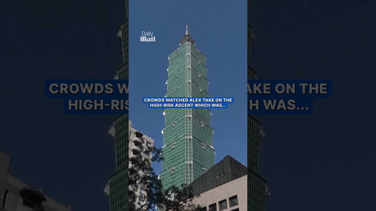 Daredevil Alex Honnold scales Taiwan's tallest building without ropes