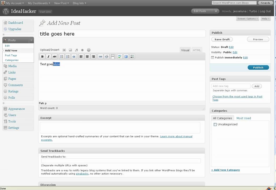 How to create your first blog post using WordPress.com - YouTube