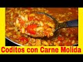 CARNE MOLIDA GUISADA  con CODITOS        NO NECESITAS COCER LA PASTA APARTE!