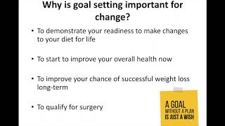 Nutrition Essentials Class Module 5: Bariatric Scorecard and Goal Setting.