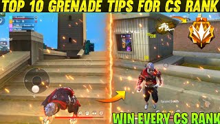 TOP 10 GRENADE TIPS FOR EVERY MAP IN CLASH SQUAD | CS RANK PUSH TIPS AND TRICKS IN FREE FIRE