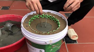 Unique And Creative - How To Cast Cement Pots Using Plastic Mesh And Plastic Barrels