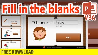 How to create FILL IN THE BLANKs in PowerPoint - Interactive Game [PPT VBA Tutorial] screenshot 4