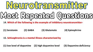 Neurotransmitters MCQ || Nervous System MCQ || Neural Control and Coordination MCQ || One Shot