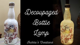 Decoupage Glass Bottle || Decoupage Bottle Lamp || Decoupage on a Bottle