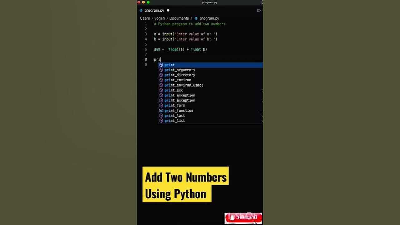Adding Two Numbers in Python #python #viral #coding - YouTube