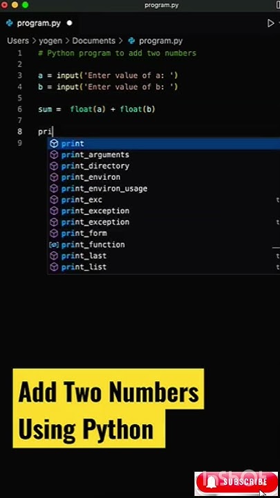 Adding Two Numbers in Python #python #viral #coding - YouTube