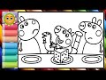 Peppa Pig having breakfast with George Pig || Learn how to draw and color Peppa Pig