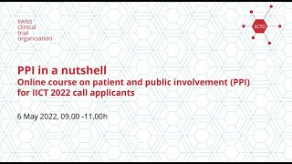 PPI in a Nutshell: Online course on patient and public involvement (PPI), 6 May 2022