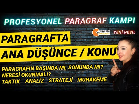 Paragrafta Ana Düşünce / Konu | Profesyonel Paragraf Kampı #HaleHoca