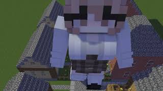 Giantess lady growth in the town (Minecraft giantess animation)