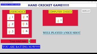 Hand Cricket game using PYTHON(tkinter)! screenshot 1