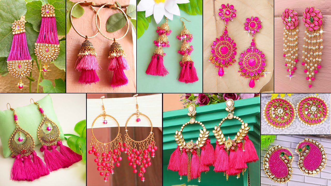 Hot Pink!!! Girls Fashion! Daily Wear Looking Beautiful - 12 DIY Earrings