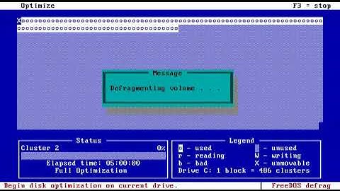 FreeDOS 1 3 Brief Defrag Video with Instrumental Music