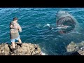 Great white shark destroys the live bait