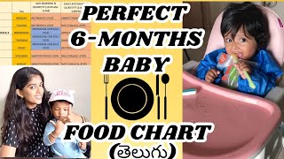 Perfect 6 Months Baby Food Chart | Diet Chart For 6 Months Old Baby in Telugu