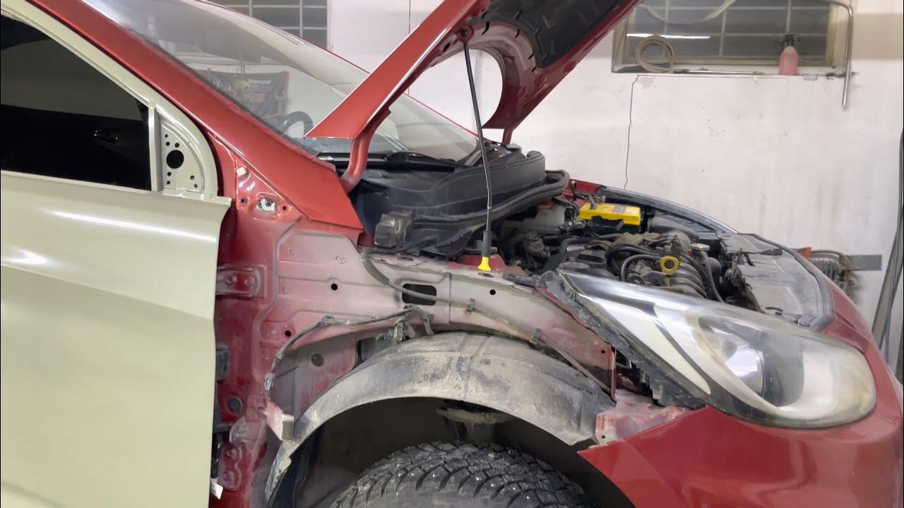 Хендай солярис как поменять переднее крыло Установка подкрылков (локеров) Hyundai Solaris, 1,6 л, 2014 года своими руками