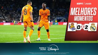 Thumbnail for VINICIUS JR. E MBAPPÉ MARCAM DE PÊNALTI, E REAL MADRID BATE REAL SOCIEDAD | Melhores Momentos