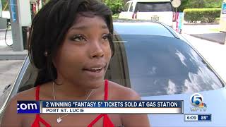 2 winning fantasy 5 tickets sold at the same gas station in port st.
lucie.