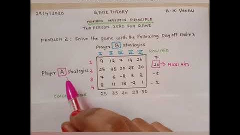 Game Theory Series # 5 | Problem 2 - Minimax Maximin Principle
