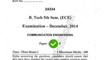 2014 Mdu BTech ECE 5th Sem Communication Engineering Question Paper