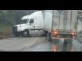 Driver attempts a U-Turn instead of backing out from a low bridge situation