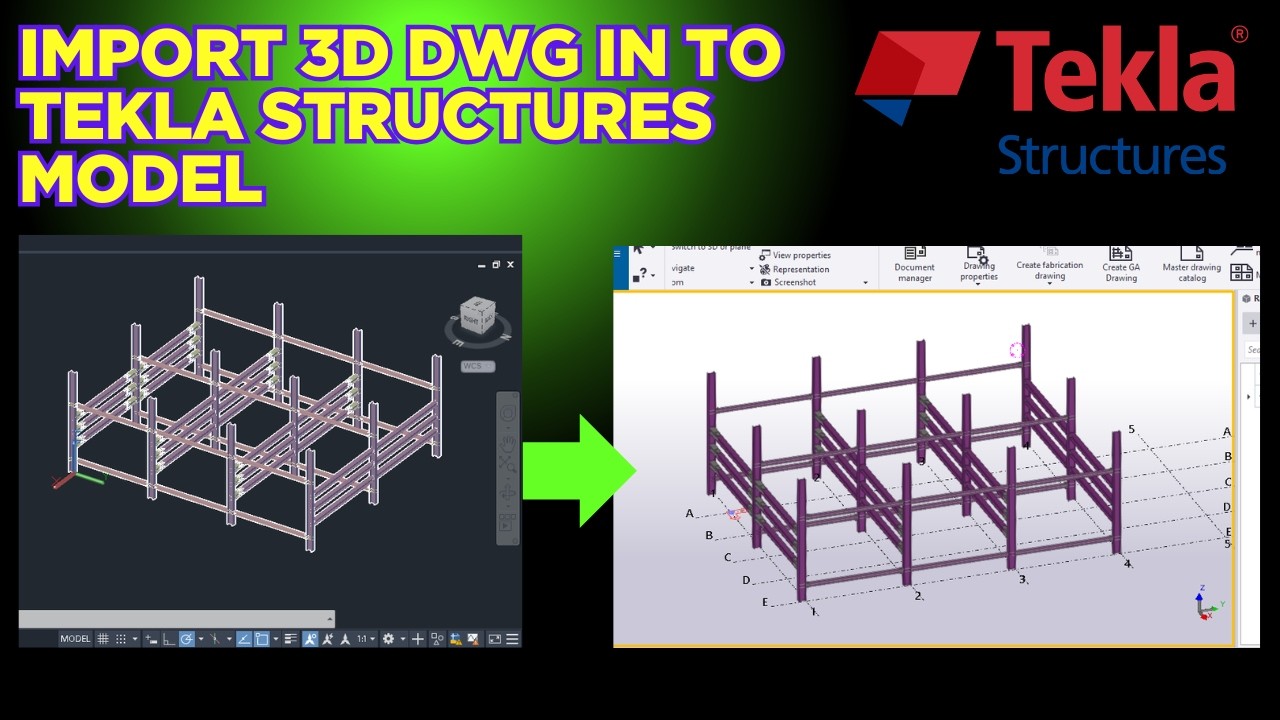 IMPORT 3D DWG(AUTOCAD FILE) IN TO TEKLA STRUCTURES MODEL - YouTube