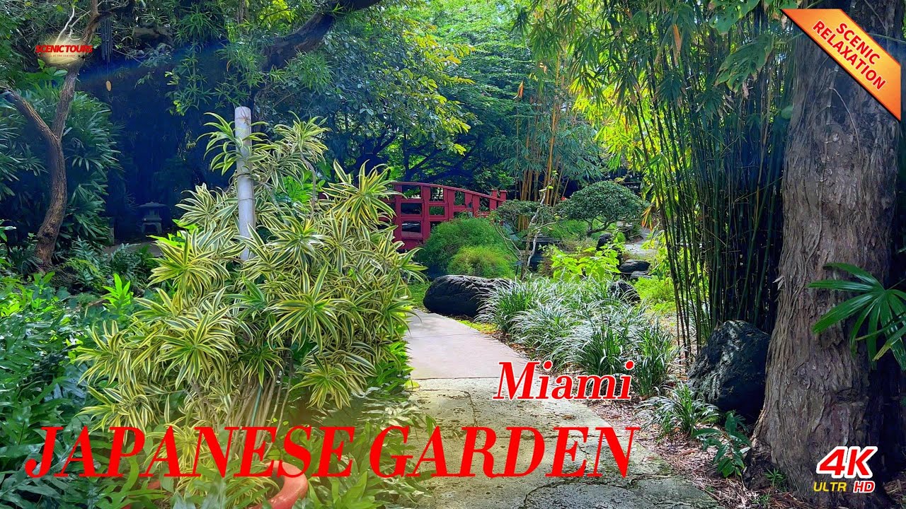 Miami Beach Botanical Japanese Garden | 4K - Scenic Relaxation Film With Calming Music