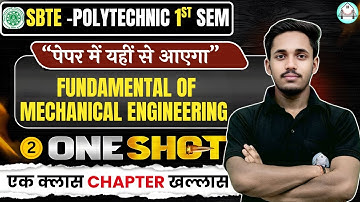 🔥Bihar Polytechnic First Sem | Fundamental of Mechanical Engg | Unit-2 | One Shot | By : Shikhar Sir