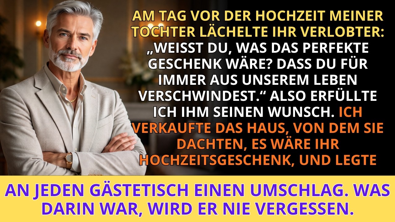 Mein Schwiegersohn sagte: „Das größte Geschenk zu unserer Hochzeit wäre, wenn du aus unserer Fami...