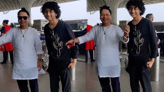 Kailash Kher papped With Son Kabir Papped On Mumbai Airport Leaving For Vacation