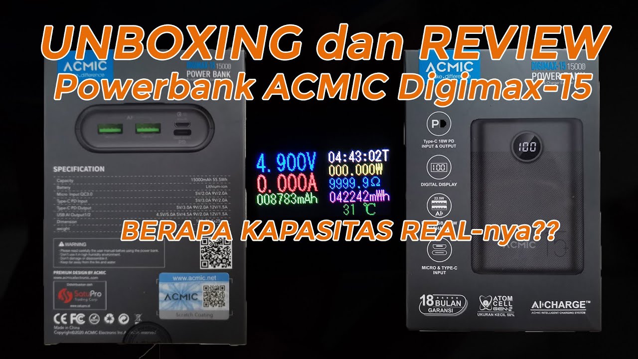 Powerbank Acmic Digimax-15 15.000 mAh (Unboxing dan Review Seikhlasnya)